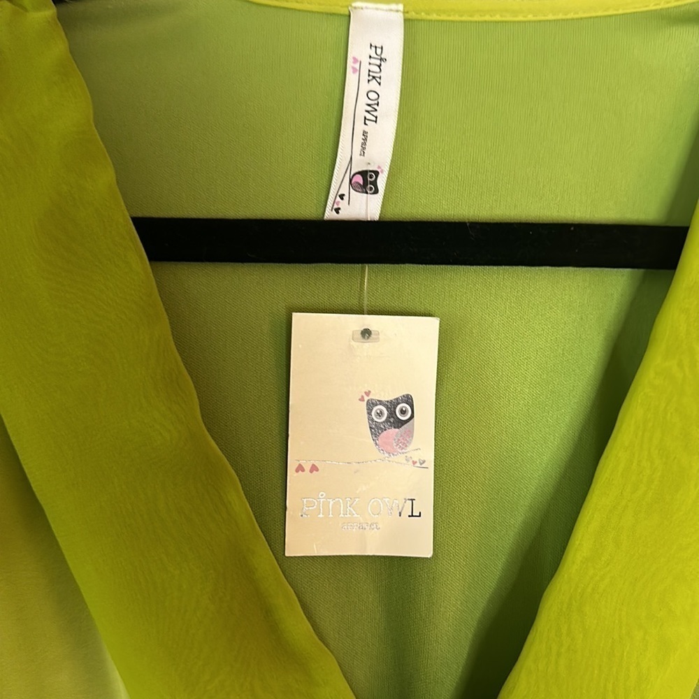 Pink Owl Lime Green to Royal Blue Ombre Midi Dress - Picture 3 of 7